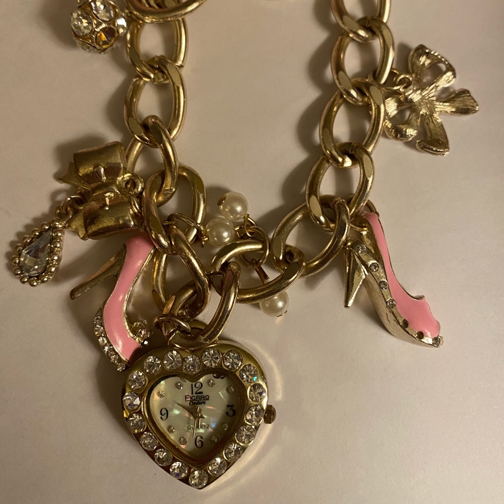 Ficaro Couture gold watch charm bracelet